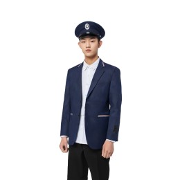 【Design Navy Blue Contrast Security Suit Jacket】|Century Square|Security Personnel|65%polyester, 35%rayon|Notched collar with red-white stripe accents|Front double-button closure|Suit Jacket Supplier BS692 【Design Navy Blue Contrast Security Suit Jacket】|Century Square|Security Personnel|65%polyester, 35%rayon|Notched collar with red-white stripe accents|Front double-button closure|Suit Jacket Supplier BS692